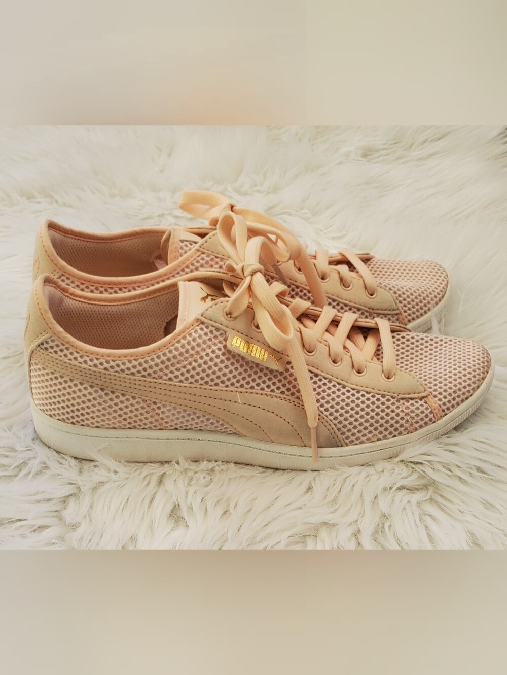 PUMA Blush Pink Mesh Lace-Up Sneakers SoftFoam Casual Athletic Shoe Size 10